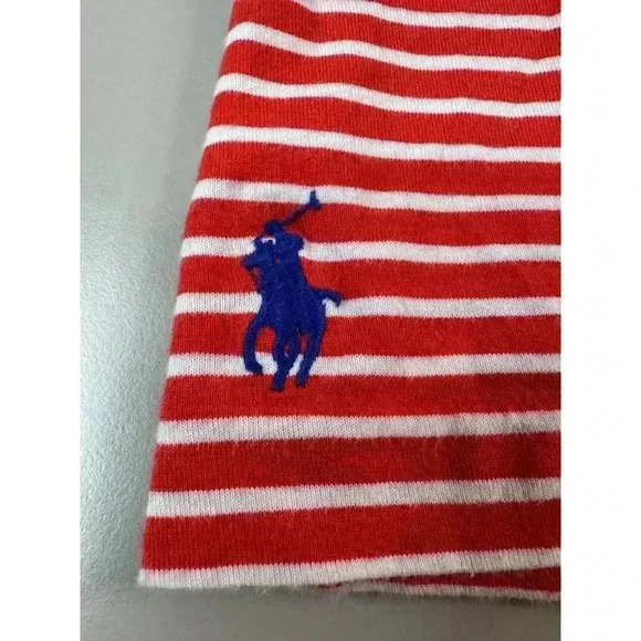 Ralph Lauren Nautical Orange & White Stripe Button Detail Embroidered Pony Med - Picture 3 of 10
